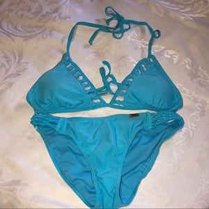 🐇Aqua Blue Two Piece Braided Detail Swimsuit